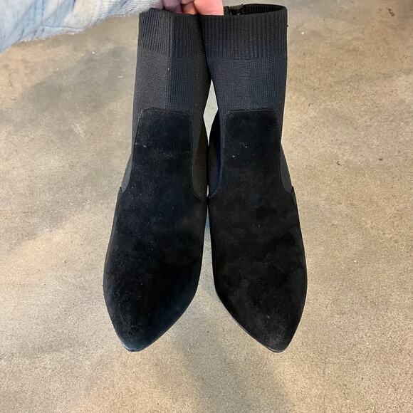 Steve Madden Reece Black Leather sock Ankle bootie fashion boots womens 7 shoes - Picture 4 of 9